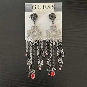 Guess rose and cross earrings